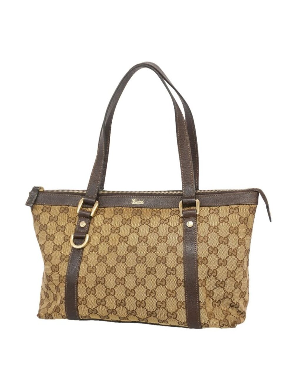 Gucci Handbag GG Canvas Abbey Brown Champagne Gold